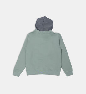 سويت شيرت بغطاء رأس مريح بتصميم مختلط المواد