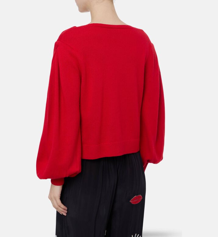 Farm Rio Heart-embroidery Button Closure Cardigan, Model View