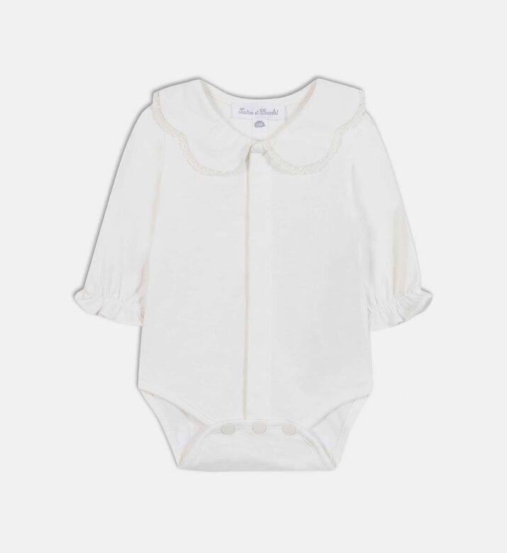 Ruffled Collar Regular-fit Bodysuit