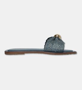 Arezzo Braided Slide Flat Sandals, Blue, Eu-40, Packshot View