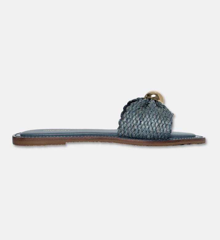 Arezzo Braided Slide Flat Sandals, Blue, Eu-40, Packshot View