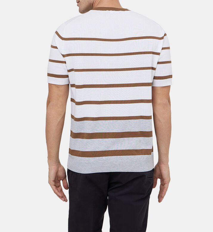 تيشيرت قطن مخطط بياقة مستديرة