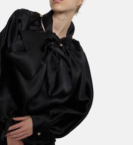 Edward Achour Paris Dramatic Bow Tie Blouse, Model View