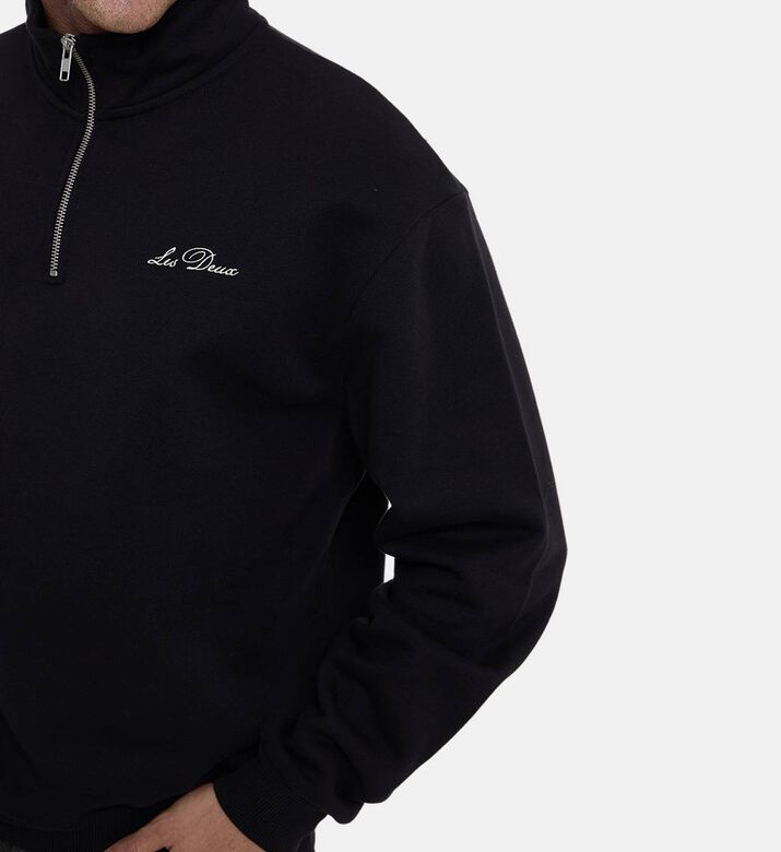 Les Deux Embroidered Half-zip Sweatshirt, Model View Les Deux Embroidered Half-zip Sweatshirt, Model View