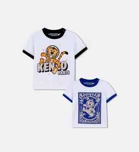 طقم تيشيرت بطبعة من قطعتين من قطن خام