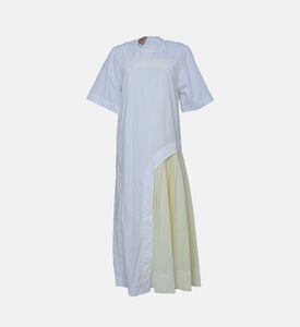 فستان متوسط الطول قطن بطيات