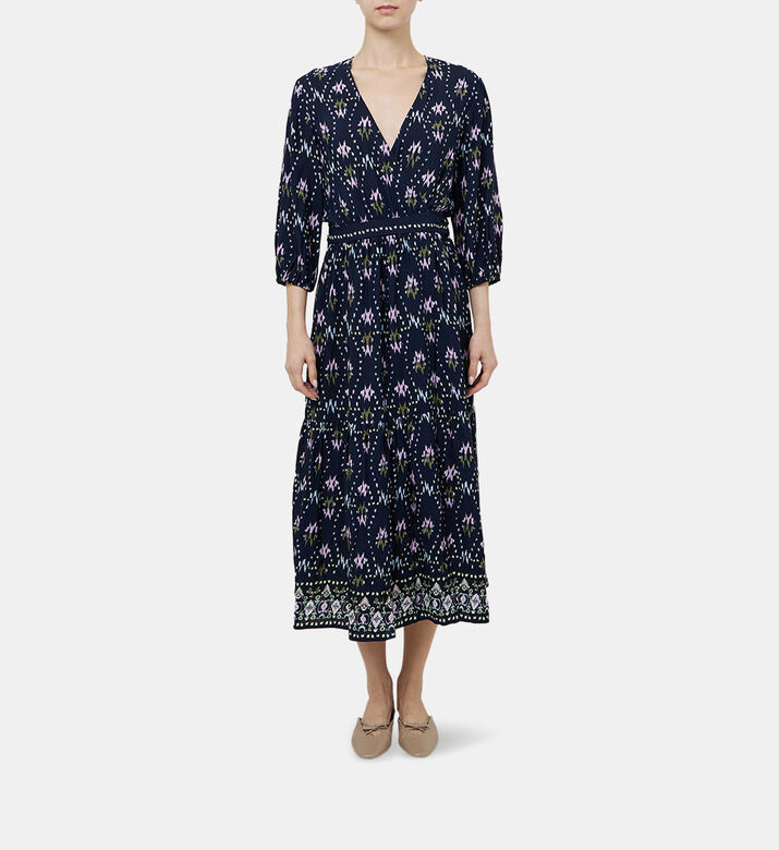 Nerla Printed Wrap Midi Dress Nerla Printed Wrap Midi Dress