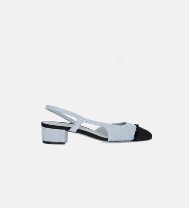 Textured Fabric Slingback Pumps