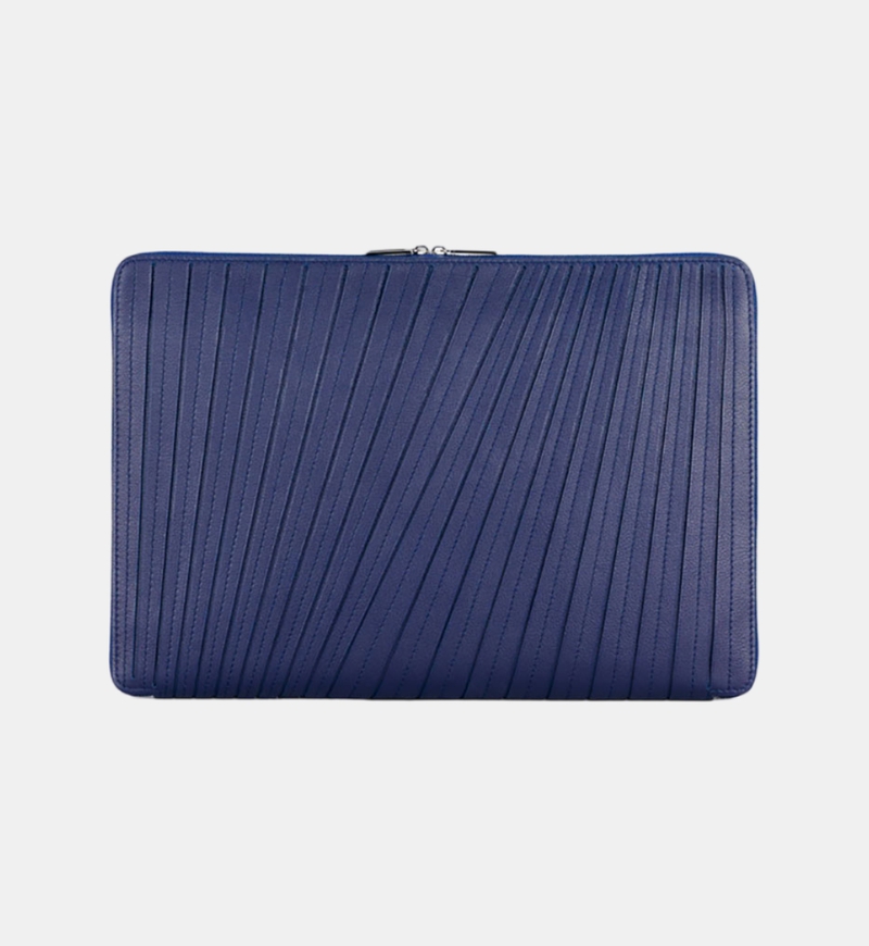 Diagonal Pleating Zippered Laptop Case
