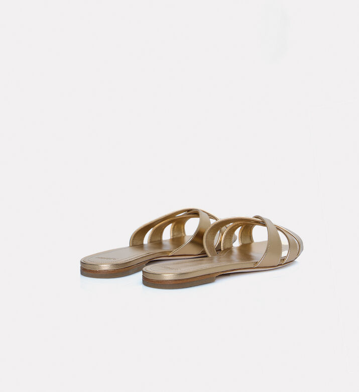 3 Juin Nerea Leather Flat Heel Sandal, Gold, Eu-40, Packshot View