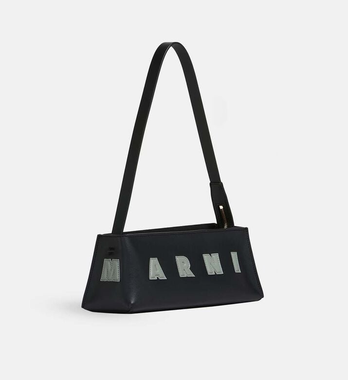 Leather Logo-embroidery Shoulder Bag Leather Logo-embroidery Shoulder Bag