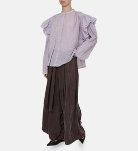 قميص طويل الأكمام بكشكشة