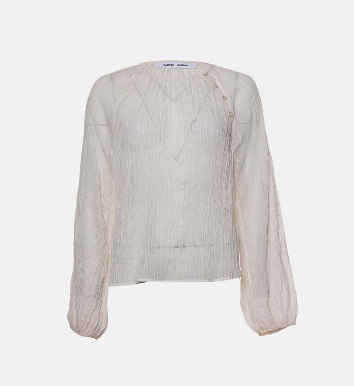 Buttoned Crew Neck Top