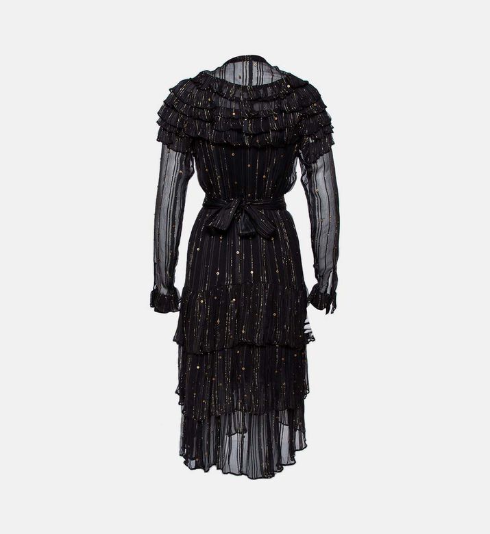 Dodo-bar-or Chiffon Shimmering Lurex Threads Midi Dress Preowned
