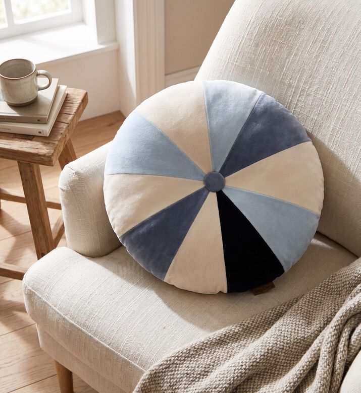 Cozy Rosie Velvet Patchwork Pillow, Cream, Packshot View
