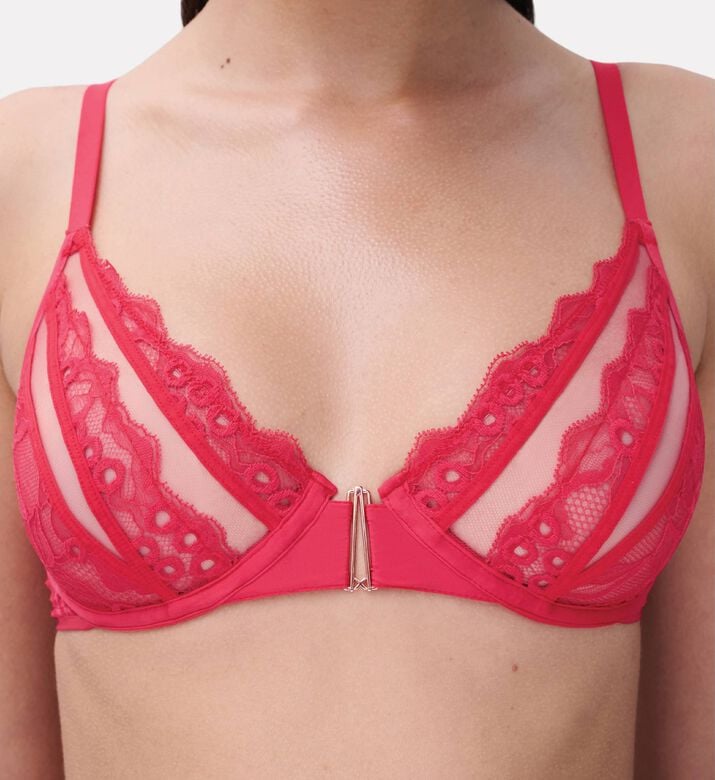 Chantelle Lace Embroidered Plunge Bra, Model View