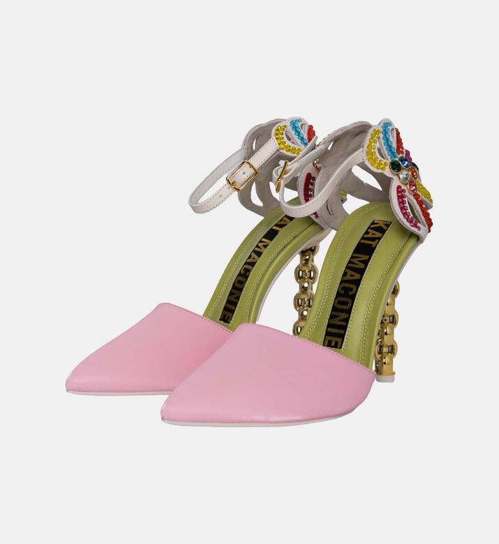 Ezili Suede Chain Heel Crystal Heels