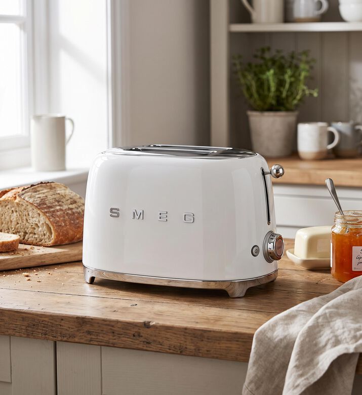 Smeg Long Slot 2-slice Toaster, White, Model View