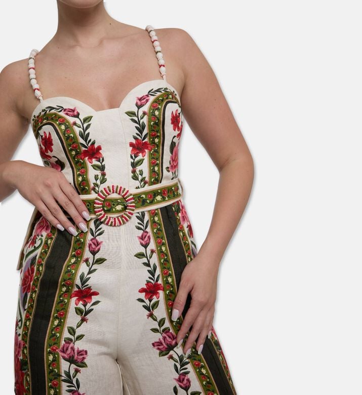Farm Rio Wonder Wide-leg Printed Jumpsuit, Model View