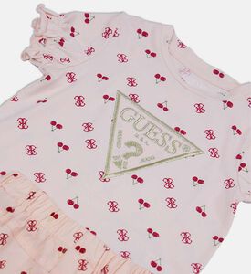 طقم بقصة عادية وبطبع كرز على كامله