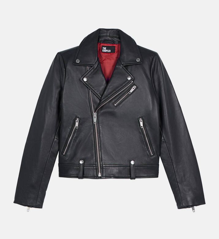 The Kooples Leather Zipped Biker Jacket, Packshot View