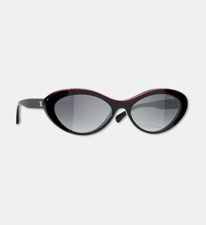 Chanel Gradient Lenses Logo-detail Cat-eye Sunglasses 57, Red, Packshot View