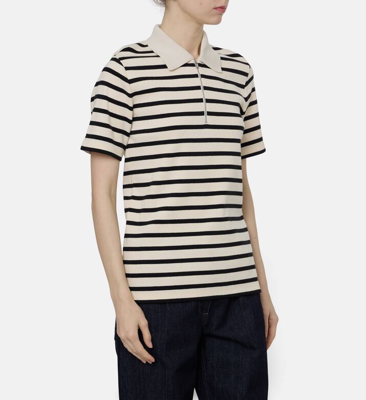 Jil Sander Jil Sander Striped Quarter-zip Polo, Model View