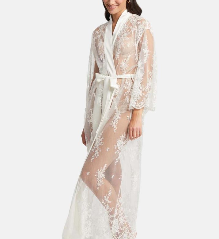 Embroidered Flower Long Cover-up