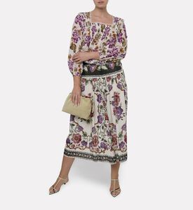 Farm Rio Rococo Floral-print Midi Skirt, Model View