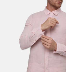 Galeries Lafayette Linen Button-down Classic Collar Shirt, Light-pink, M, Model View