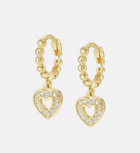 Lovecloud Cubic Zirconia Heart Hoop Earrings