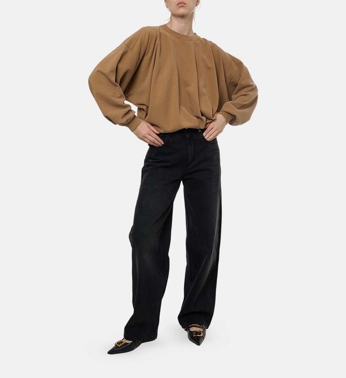 Isabel Marant Sauria Pleated Front Washed Sweatshirt, Model View Isabel Marant Sauria Pleated Front Washed Sweatshirt, Model View