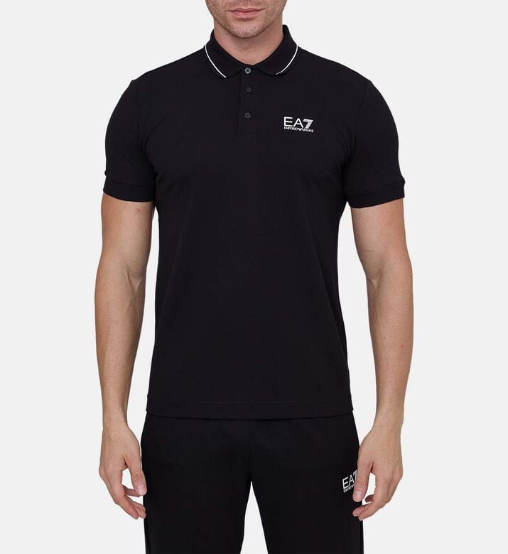 Contrasting Collar Trim Polo Shirt