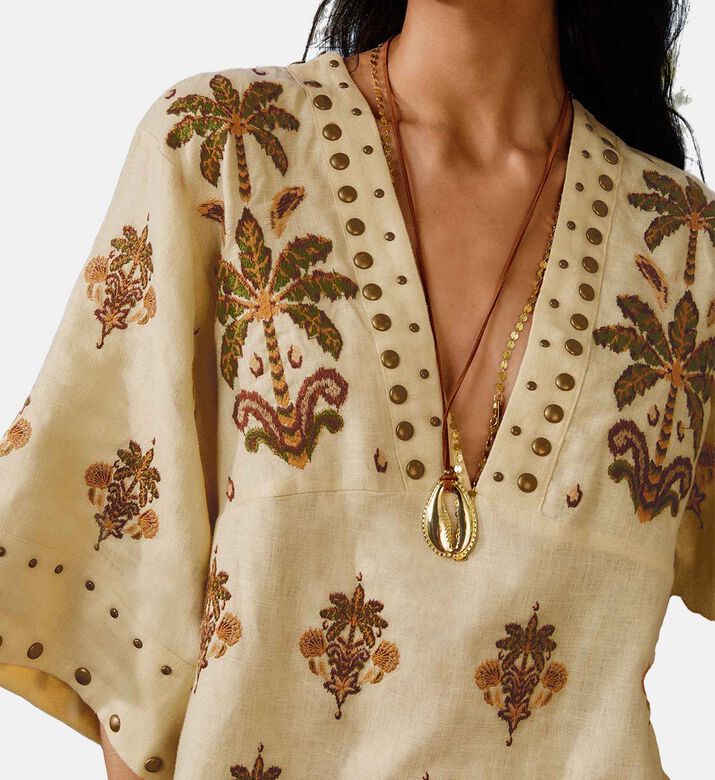 Coconut Tree Tapestry Tunic Mini Dress Coconut Tree Tapestry Tunic Mini Dress