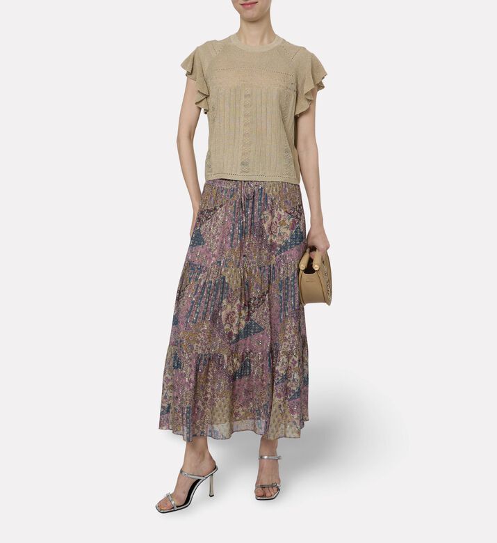 Ba and Sh Ruffled Knit Short-sleeve Top, Model View