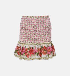 تنورة قصيرة بطبعة أزهار وفواكه صيفية