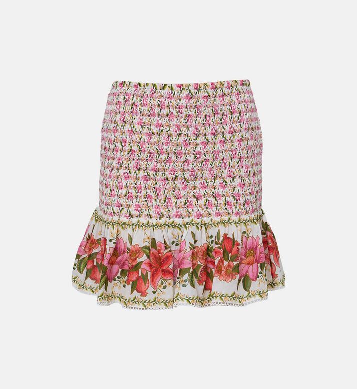 تنورة قصيرة بطبعة أزهار وفواكه صيفية