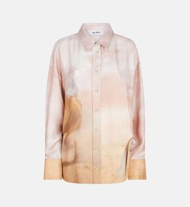 قميص بأزرار بطبعة تجريدية متعددة الألوان