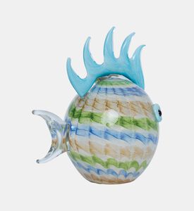 منحوتة كريستالية بشكل سمكة منتفخة وأمراء صغار