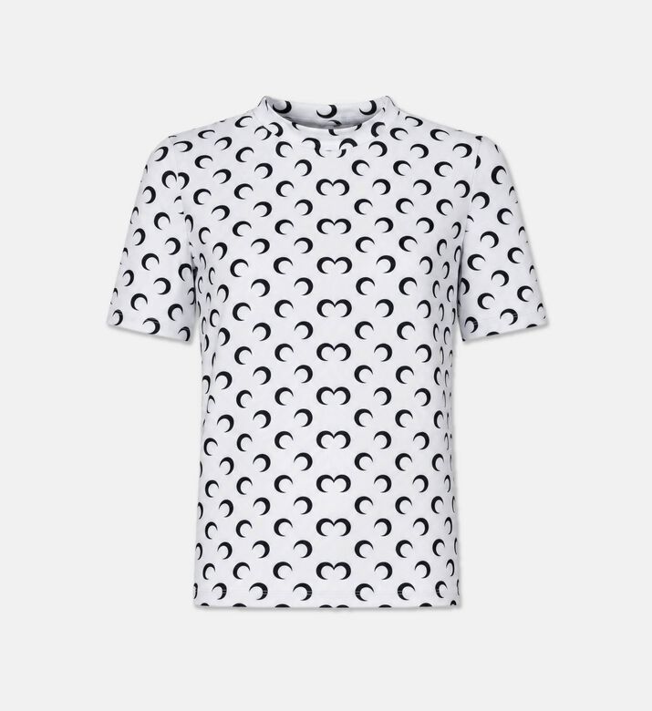 Marine Serre Contrasting Monogram Fitted T-shirt, White, L, Packshot View