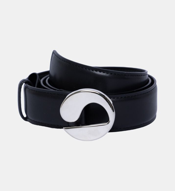 Leather Logo-buckle Slim Belt
