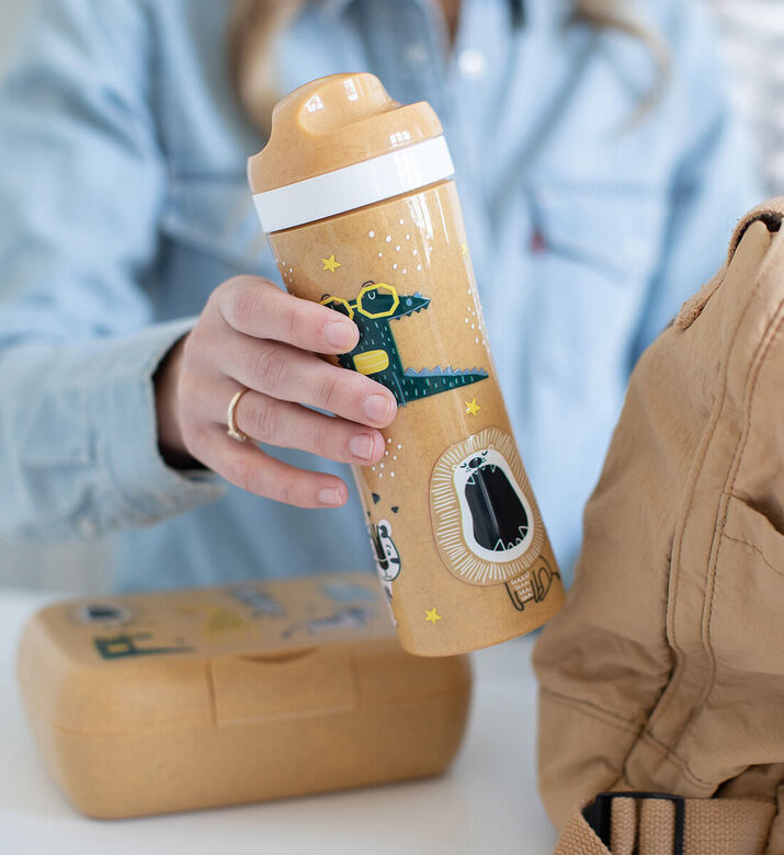 Koziol Geschenk Africa Organic Drinking Bottle, Natural, Zoo, Packshot View
