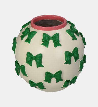 Bow-detail Round Polyresin Vase