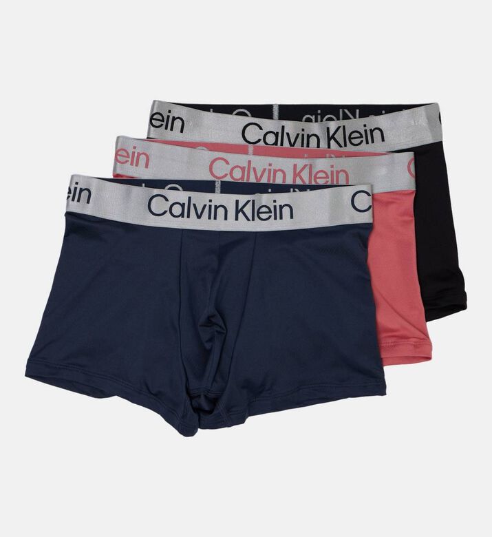 Calvin Klein Cotton Multi Color 3-pack Trunks, Black, L, Packshot View