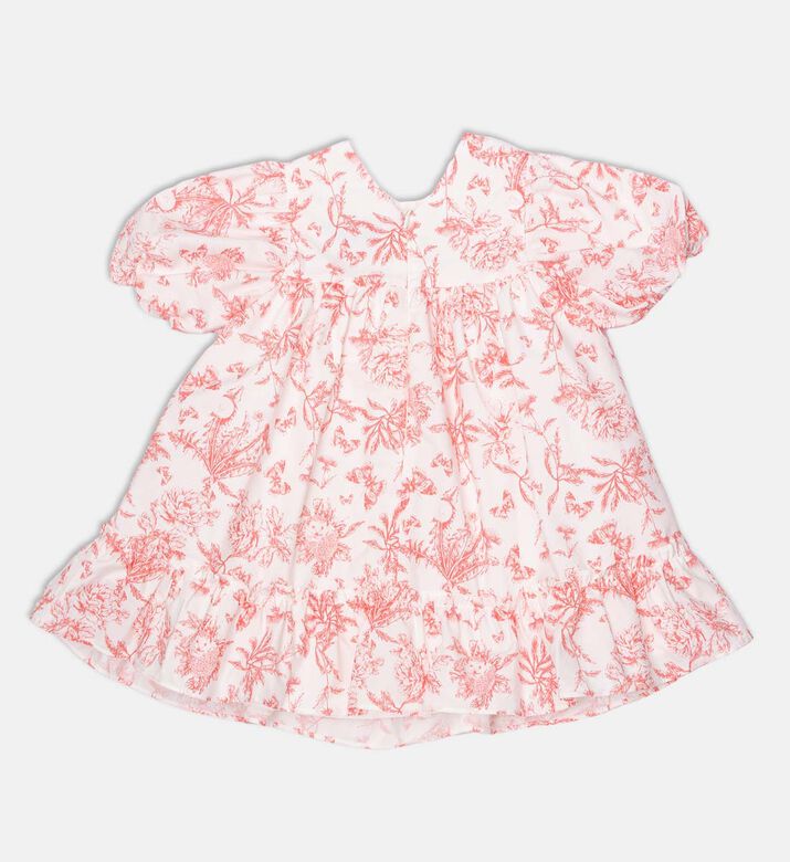 فستان مكشكش متدرج بياقة في ومطبوع بنقشة أزهار