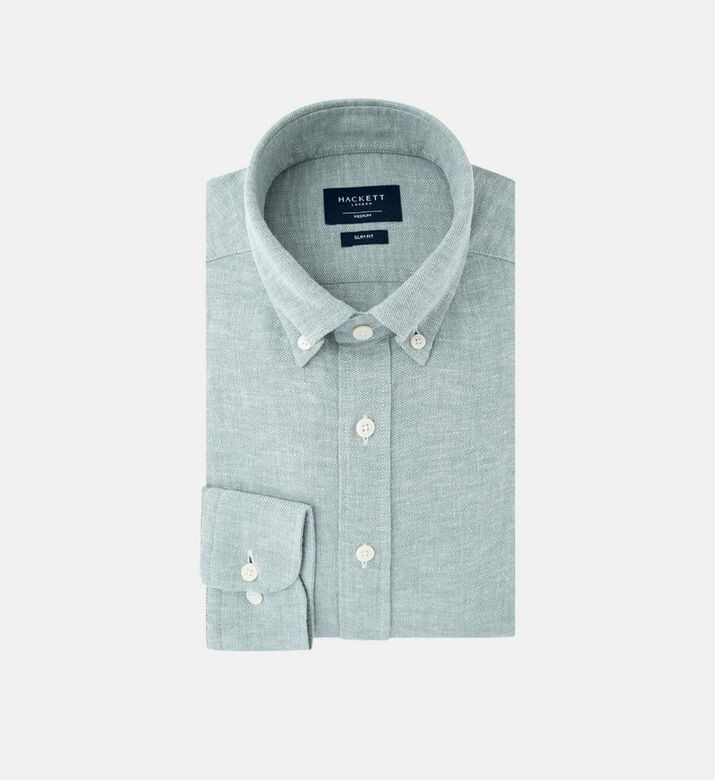 Melange Texture Cotton-blend Button-up Shirt