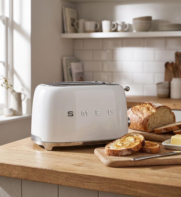 Smeg 50s Style 4-slice Toaster, White, Packshot View