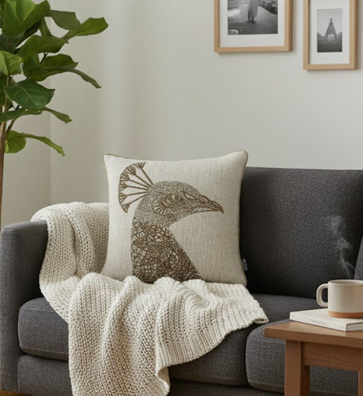 Home Deco and More Crest Embroidered Bead Cushion, Packshot View