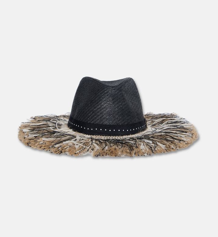 Sorena Wide Fringed Brim-detail Hat, Packshot View