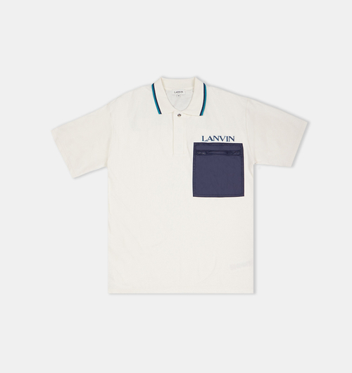 Contrast Material Pique Polo Shirt